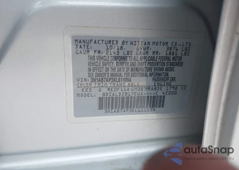 2019 Nissan Sentra Sv from USA, damaged, VIN 3N1AB7AP3KL611054